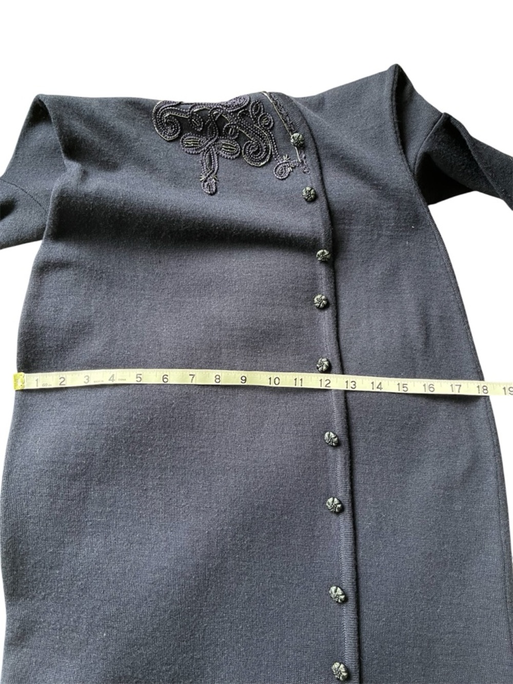 Vintage Carole Little Navy Embroidered Beaded Dress - Picture 9 of 10